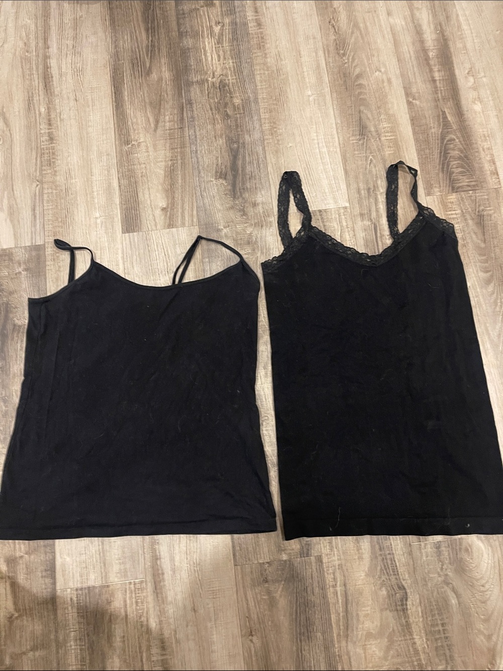 Forever 21 Black Lace-Trim Camisole & Basic Spaghetti-Strap Tank Set